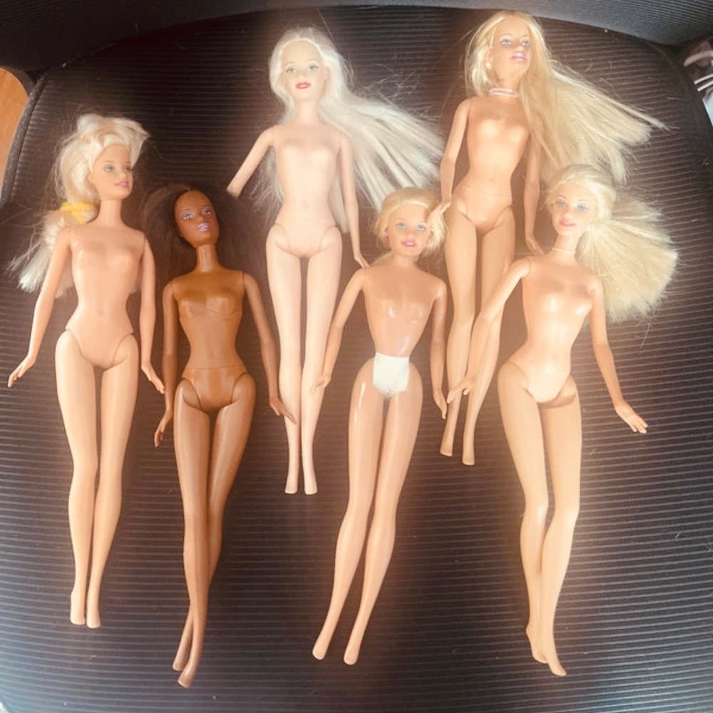 Lot of 6 Mattel Barbie Dolls 1990s 2000s Dolls Only TLC Hair Cut
